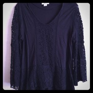 Style & Company lacy long flared sleeved top